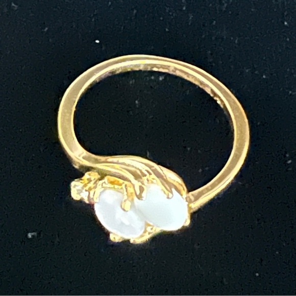 18k Gold Plated Double Opal Ring Great Gift small Stones Size 4.75 - Picture 11 of 11